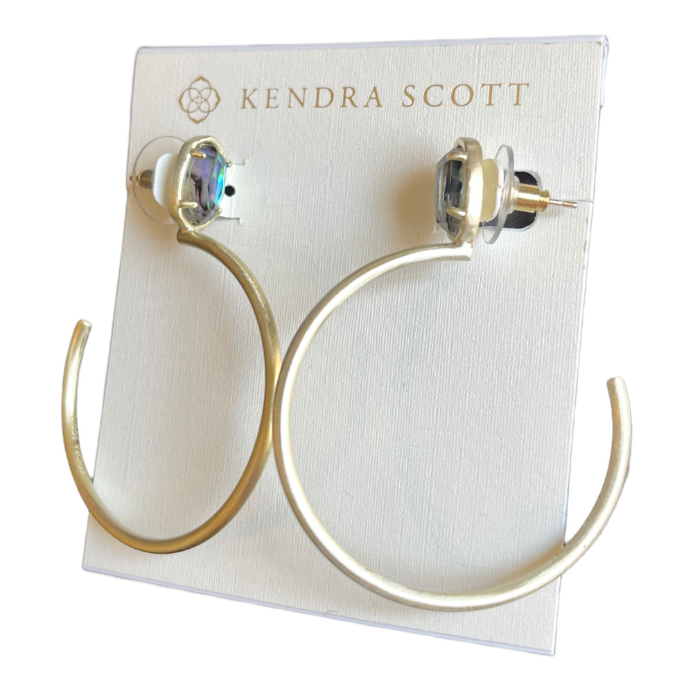 Kendra Scott Small Stone Pepper Abalone Hoop Earrings
